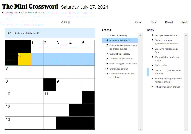 Whats the Answer? Ante Establishment Crossword Clue Explained