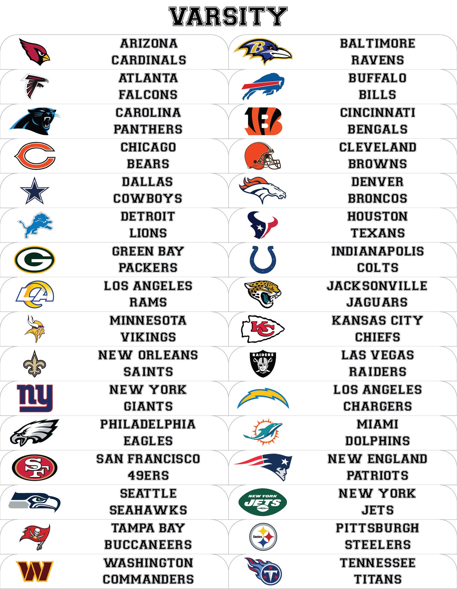 Get the Complete List of NFL Teams in Alphabetical Order Now!