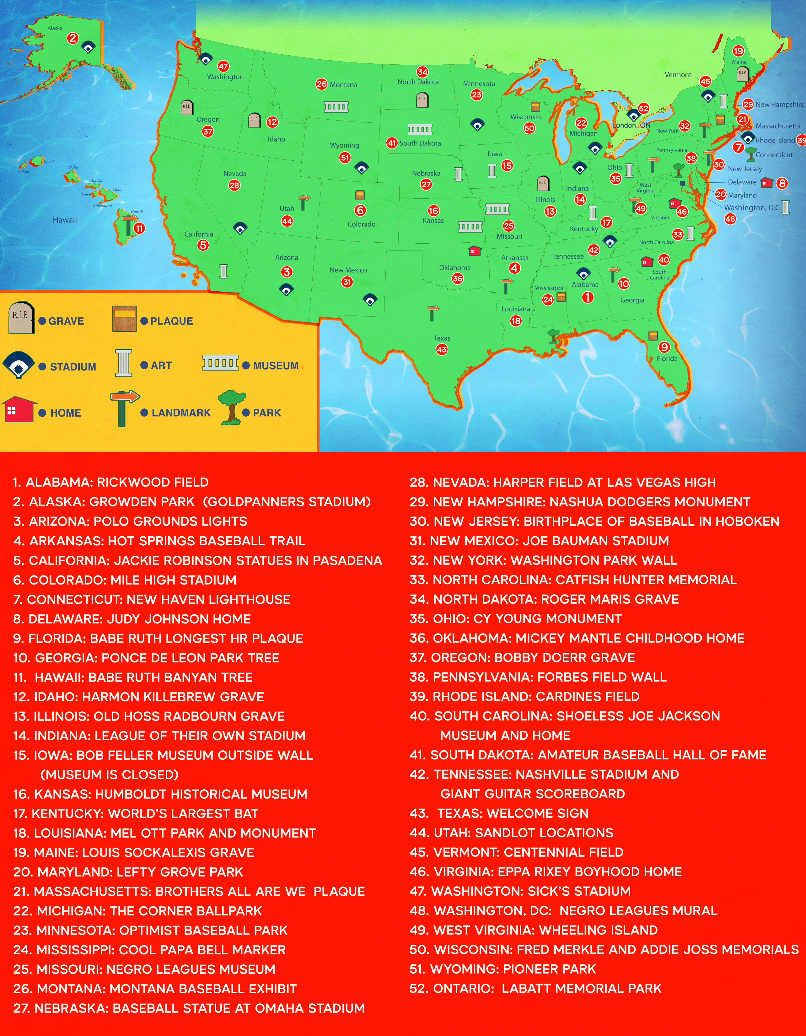Need a simple printable MLB baseball map? Download this helpful guide for your baseball road trip!