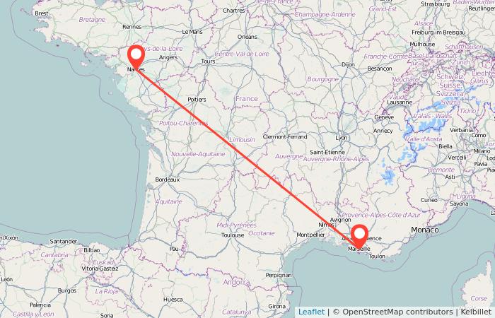 Nantes Marseille Distance: How far is it? See map and travel times.